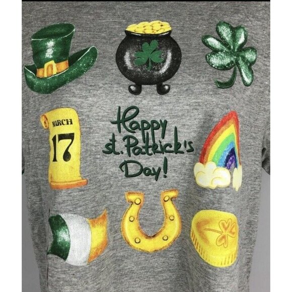 Women's St. Patrick's Day Icons Short Sleeve Graphic T-Shirt - Gray S - Picture 4 of 5